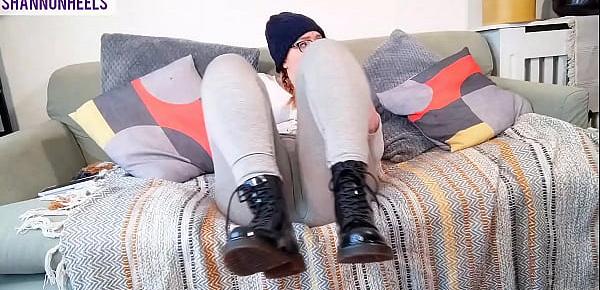  BOOT BITCH SQUIRTS ALL OVER FRIENDS SOFA   GETS CAUGHT! - Shannon Heels